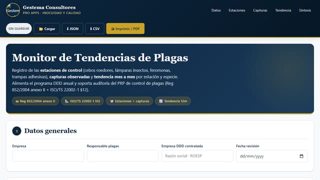 Captura de pantalla de Monitor de Tendencias de Plagas
