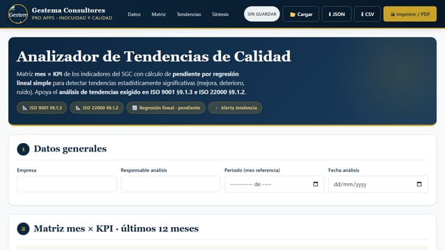 Captura de pantalla de Analizador de Tendencias de Calidad