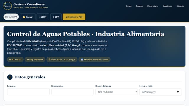 Captura de pantalla de Control de Aguas Potables